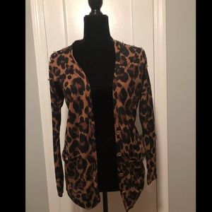 Studded leopard cardigan